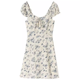 Floral neckline square neck dress